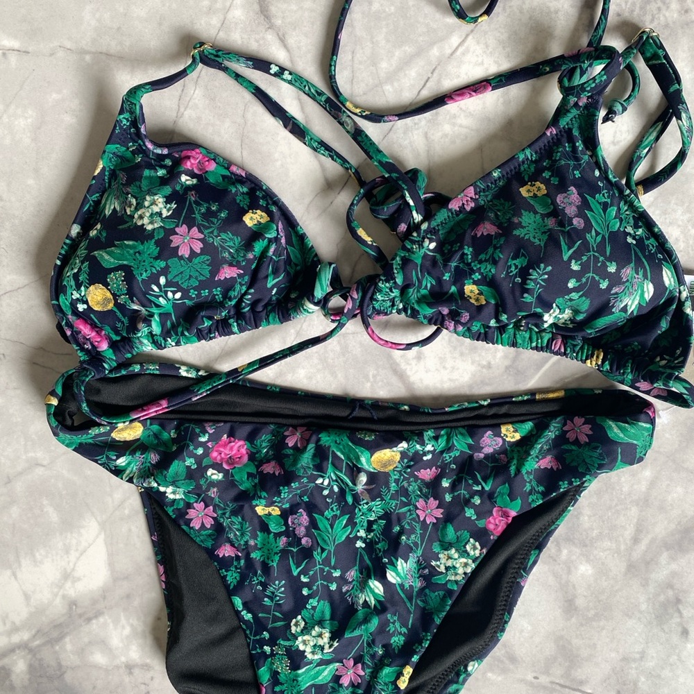 J Crew Floral String Tie Bikini Set
